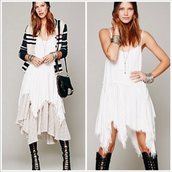 Free People Dresses & Skirts - Free People “Tattered Up” Slip Dress-Cream